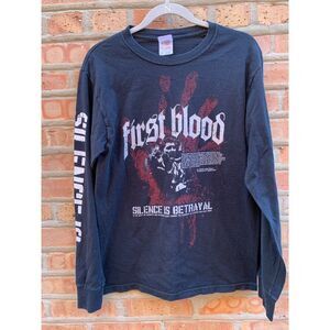 First Blood Silence is Betrayal Long Sleeve Black T Shirt Medium